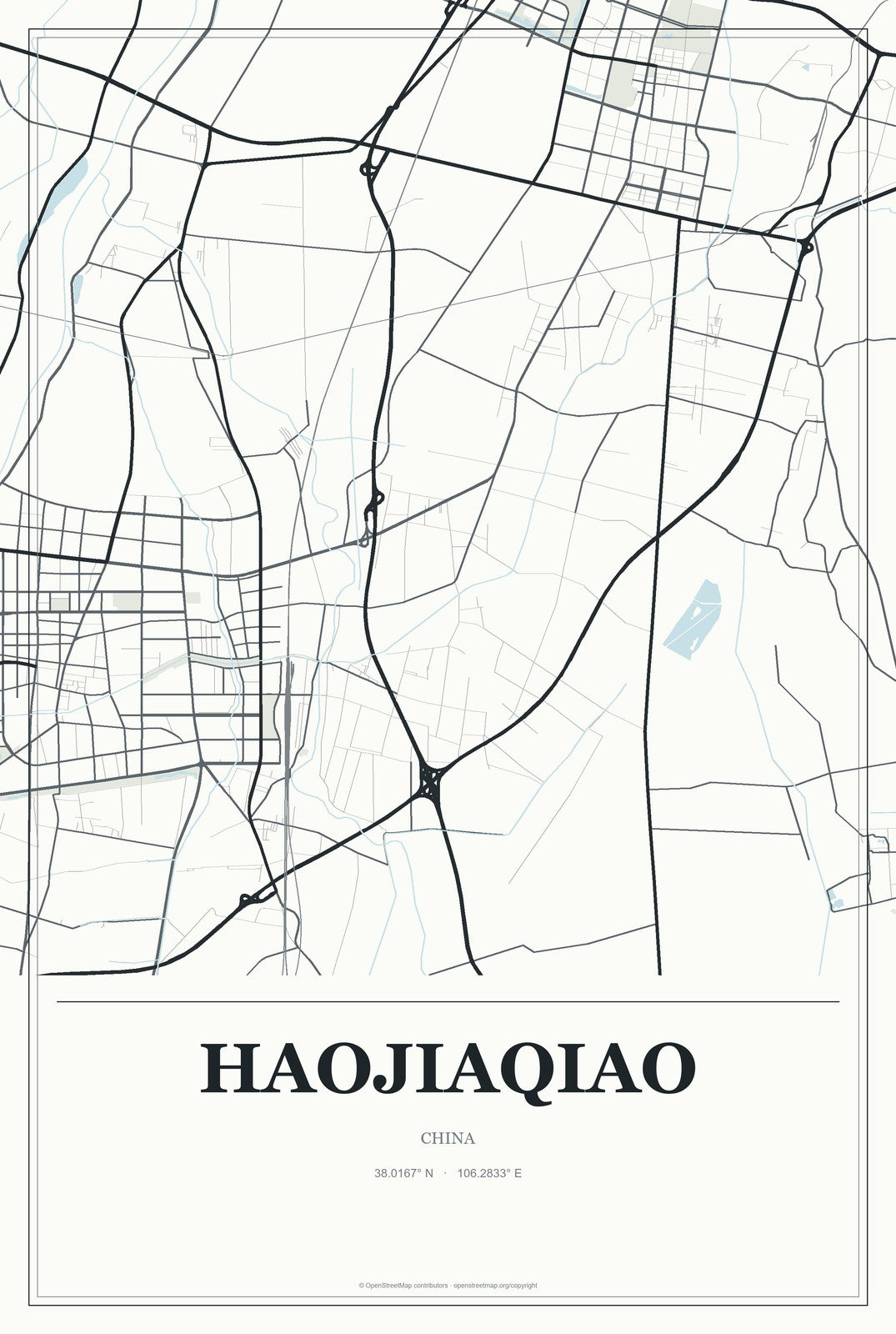 Haojiaqiao, China City Map Aluminum Sign in Gallery Air style