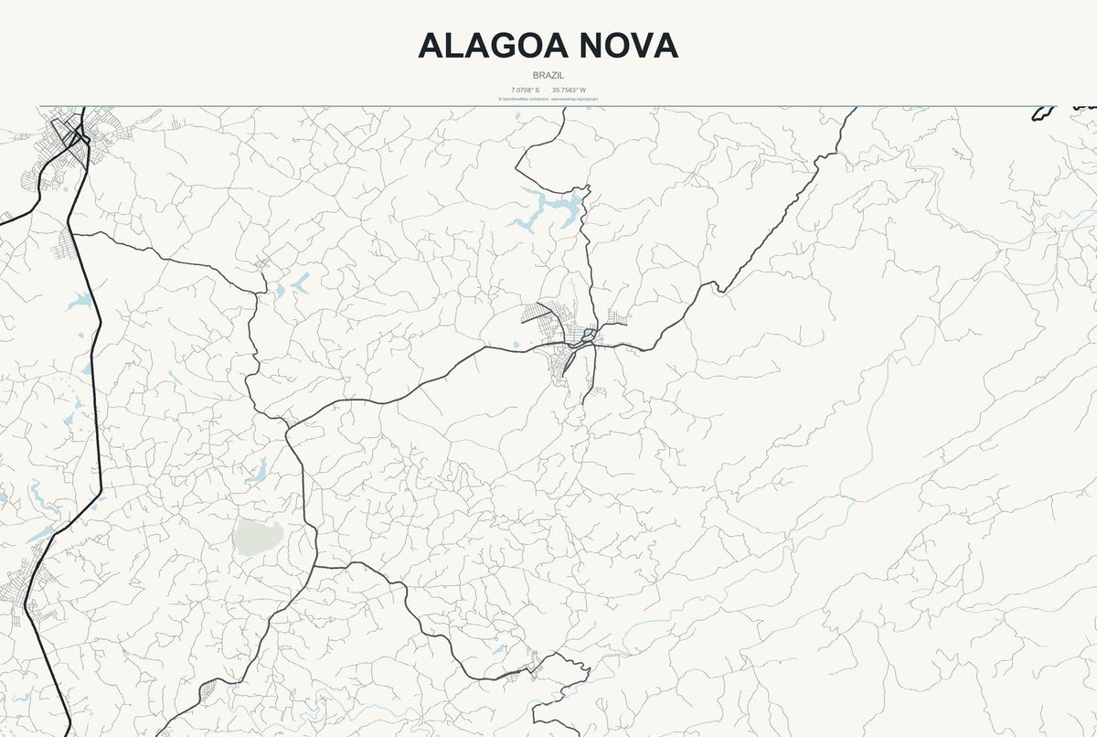 Alagoa Nova, Brazil City Map Aluminum Sign in Headline Atlas style