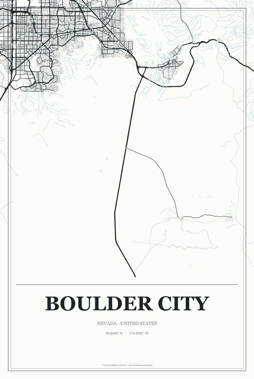 Boulder City, Nevada City Map Aluminum Sign in Gallery Air style