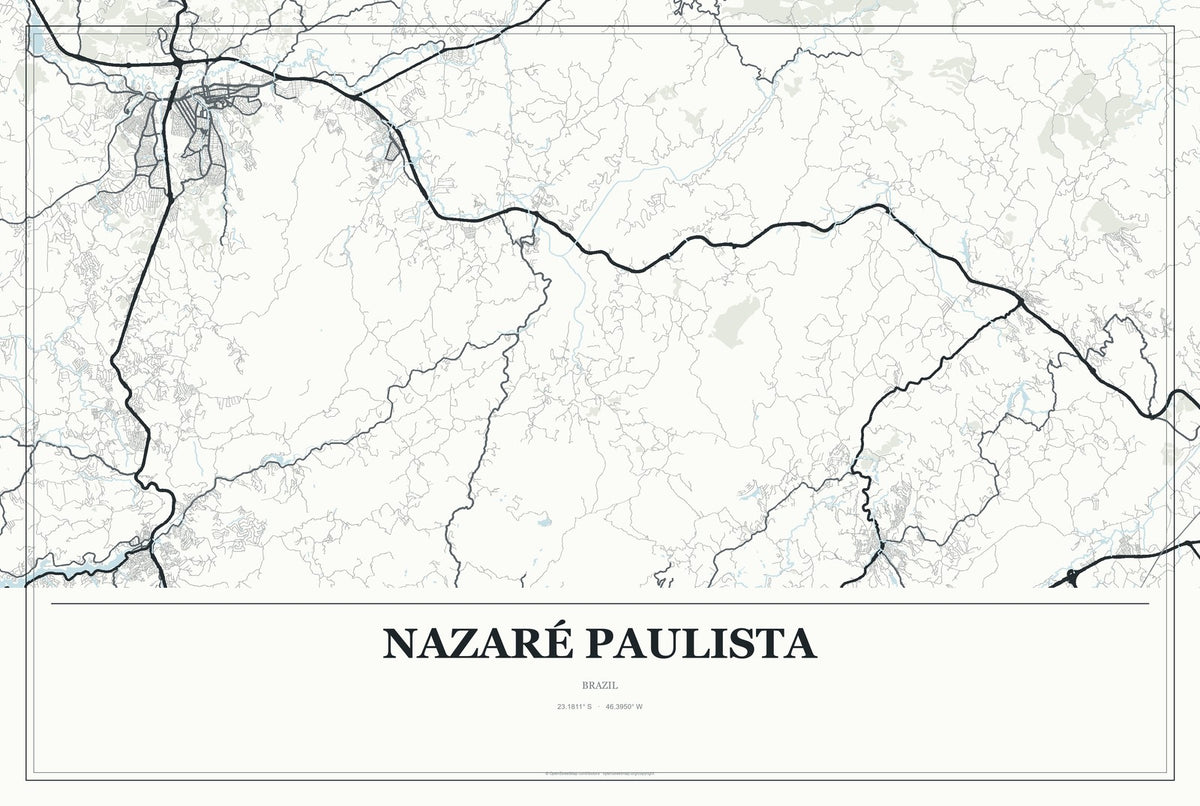 Nazaré Paulista, Brazil City Map Aluminum Sign in Gallery Air style