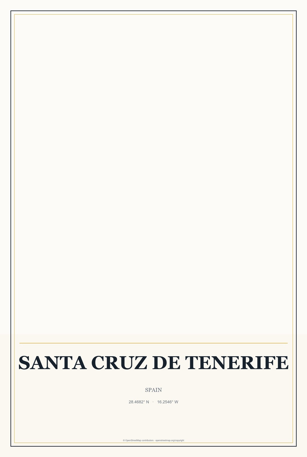Santa Cruz de Tenerife, Spain City Map Aluminum Sign in Citrine Modern style