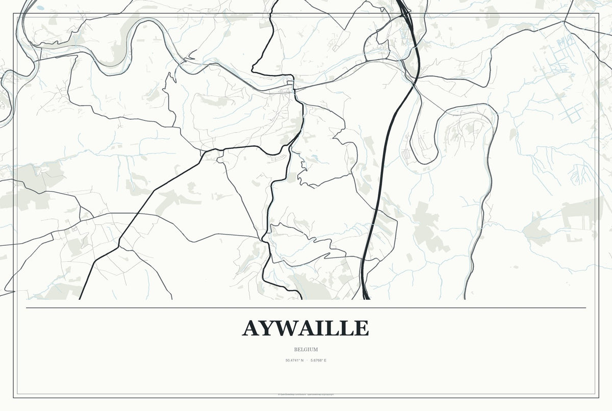 Aywaille, Belgium City Map Aluminum Sign in Gallery Air style