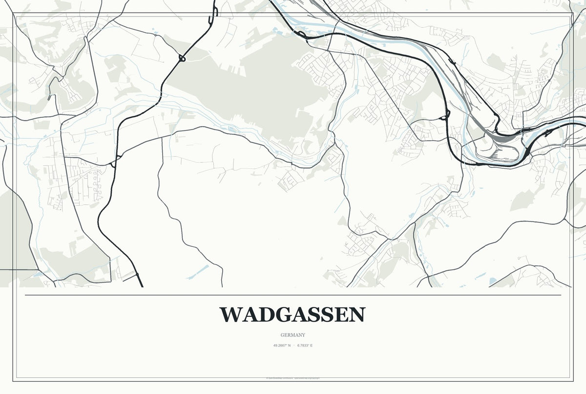 Wadgassen, Germany City Map Aluminum Sign in Gallery Air style