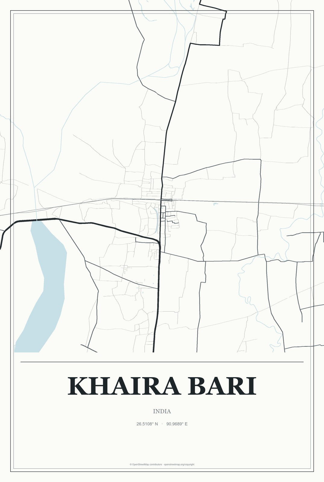 Khaira Bari, India City Map Aluminum Sign in Gallery Air style