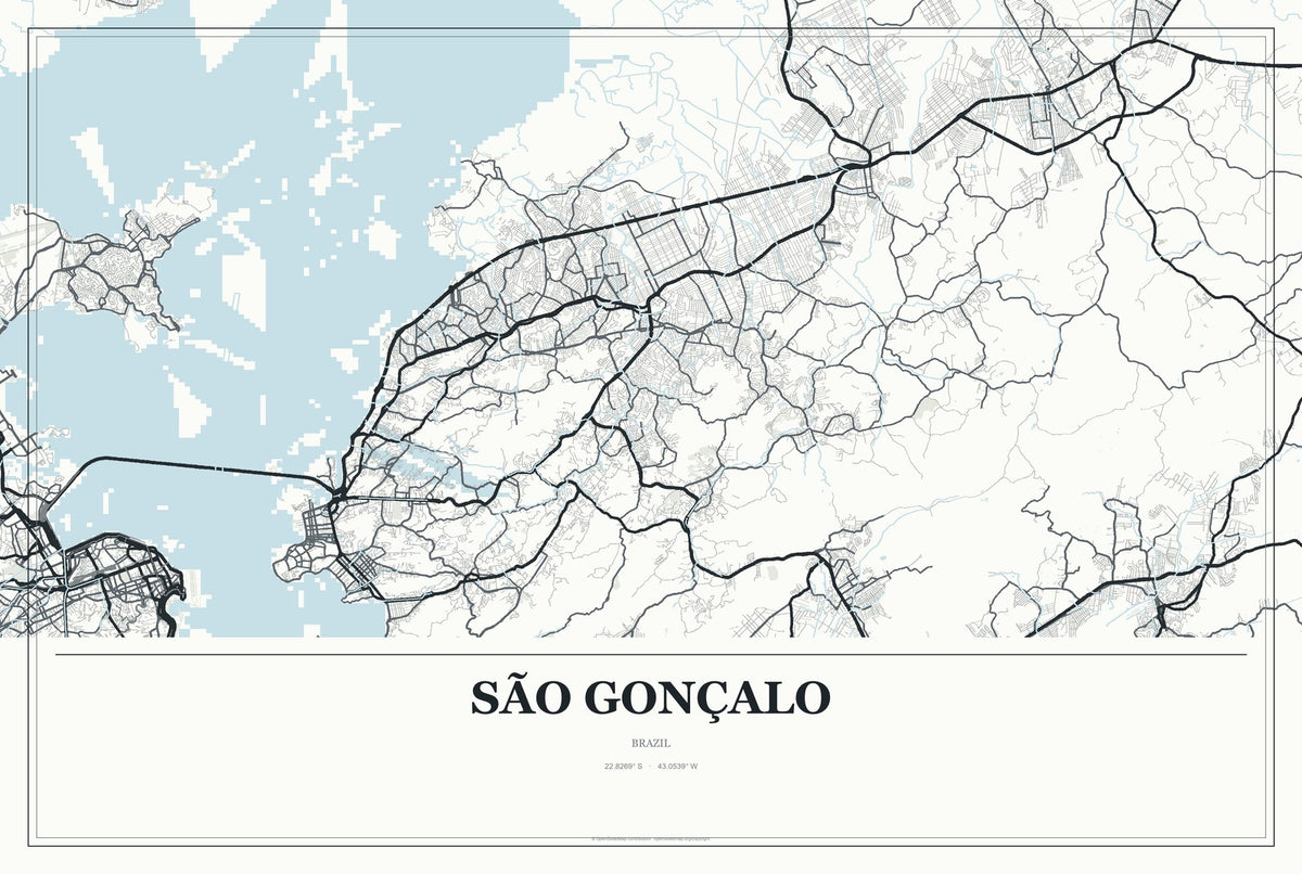 São Gonçalo, Brazil City Map Aluminum Sign in Gallery Air style