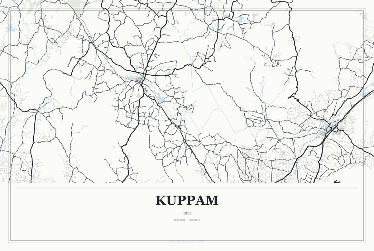 Kuppam, India City Map Aluminum Sign in Gallery Air style