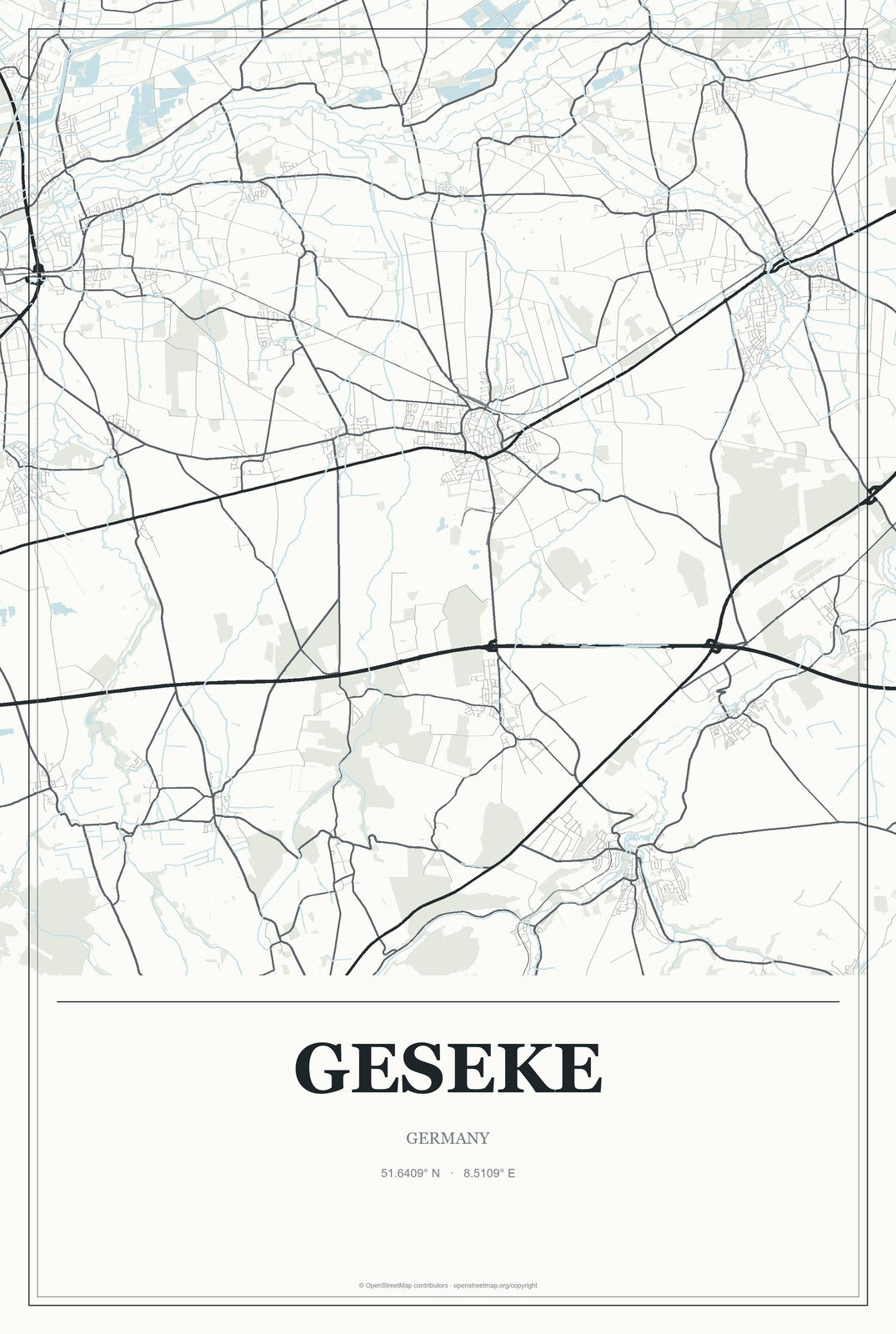 Geseke, Germany City Map Aluminum Sign in Gallery Air style