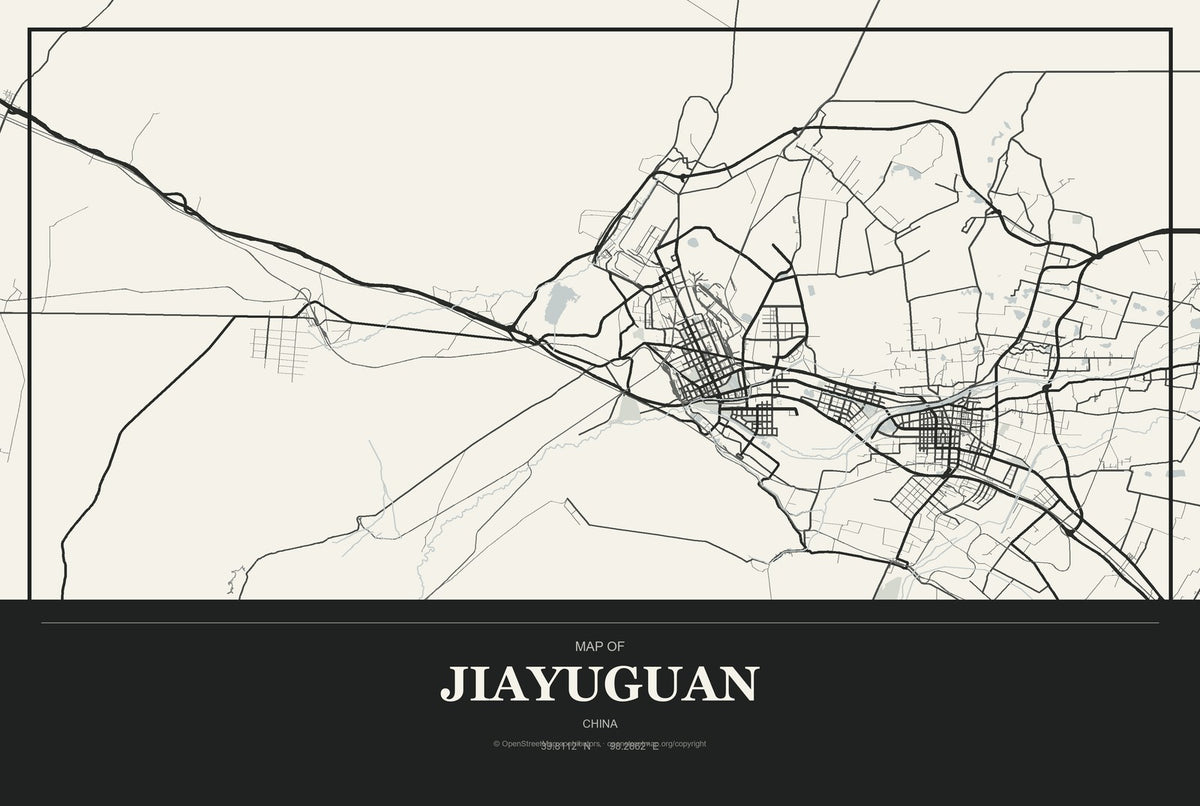 Jiayuguan, China City Map Aluminum Sign in Museum Plaque style