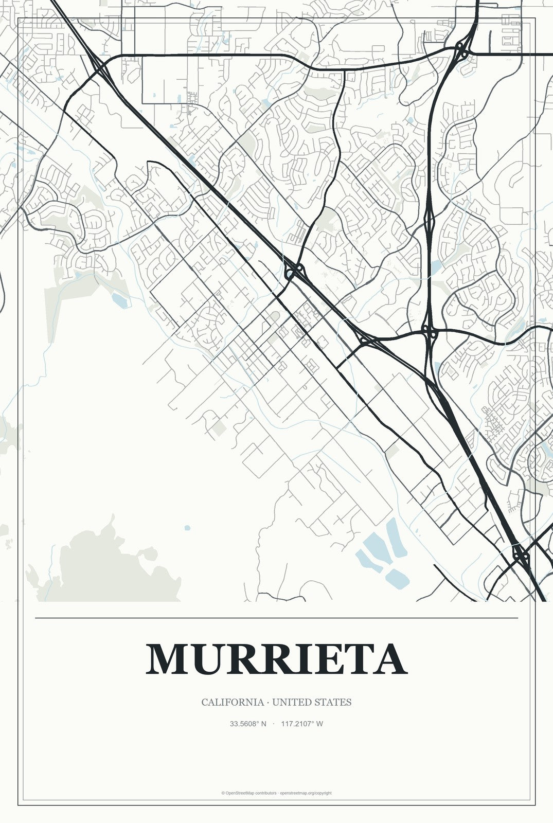 Murrieta, California City Map Aluminum Sign in Gallery Air style