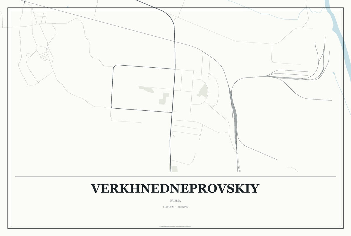 Verkhnedneprovskiy, Russia City Map Aluminum Sign in Gallery Air style