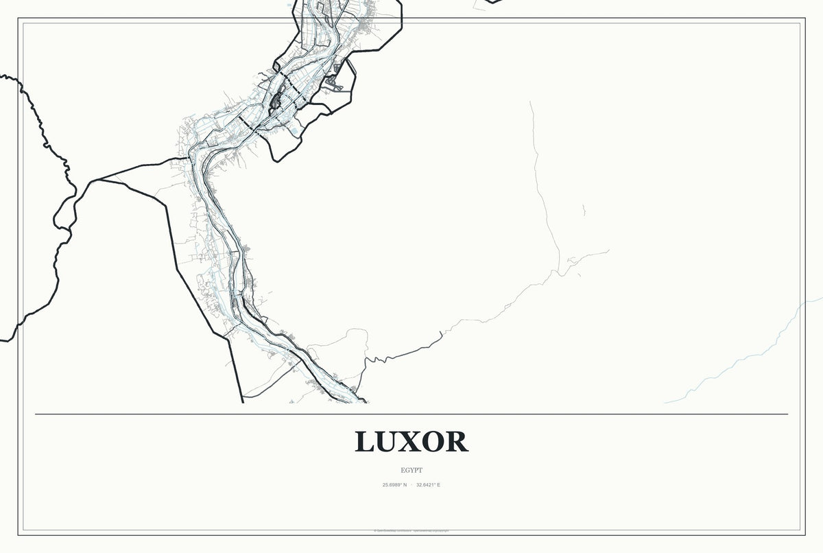 Luxor, Egypt City Map Aluminum Sign in Gallery Air style