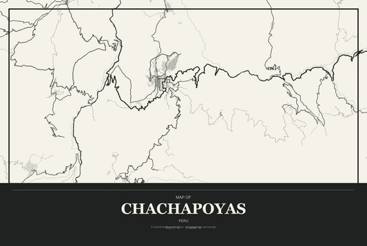 Chachapoyas, Peru City Map Aluminum Sign in Museum Plaque style