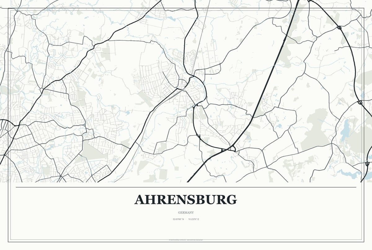 Ahrensburg, Germany City Map Aluminum Sign in Gallery Air style