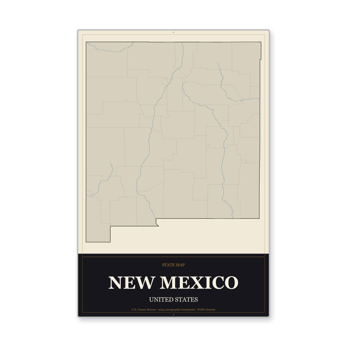 New Mexico state map aluminum sign in Museum Plaque style