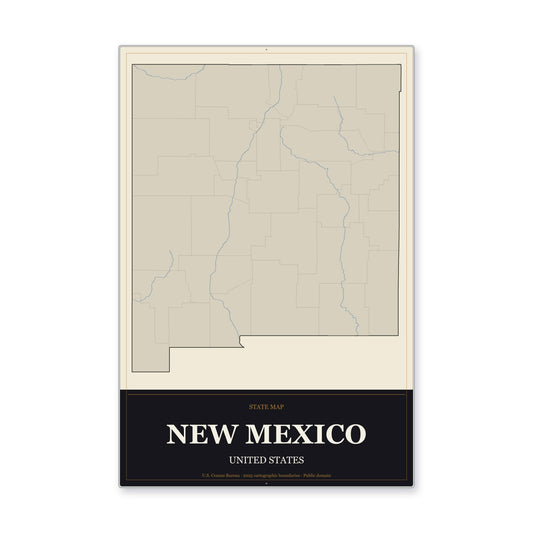 New Mexico state map aluminum sign in Museum Plaque style