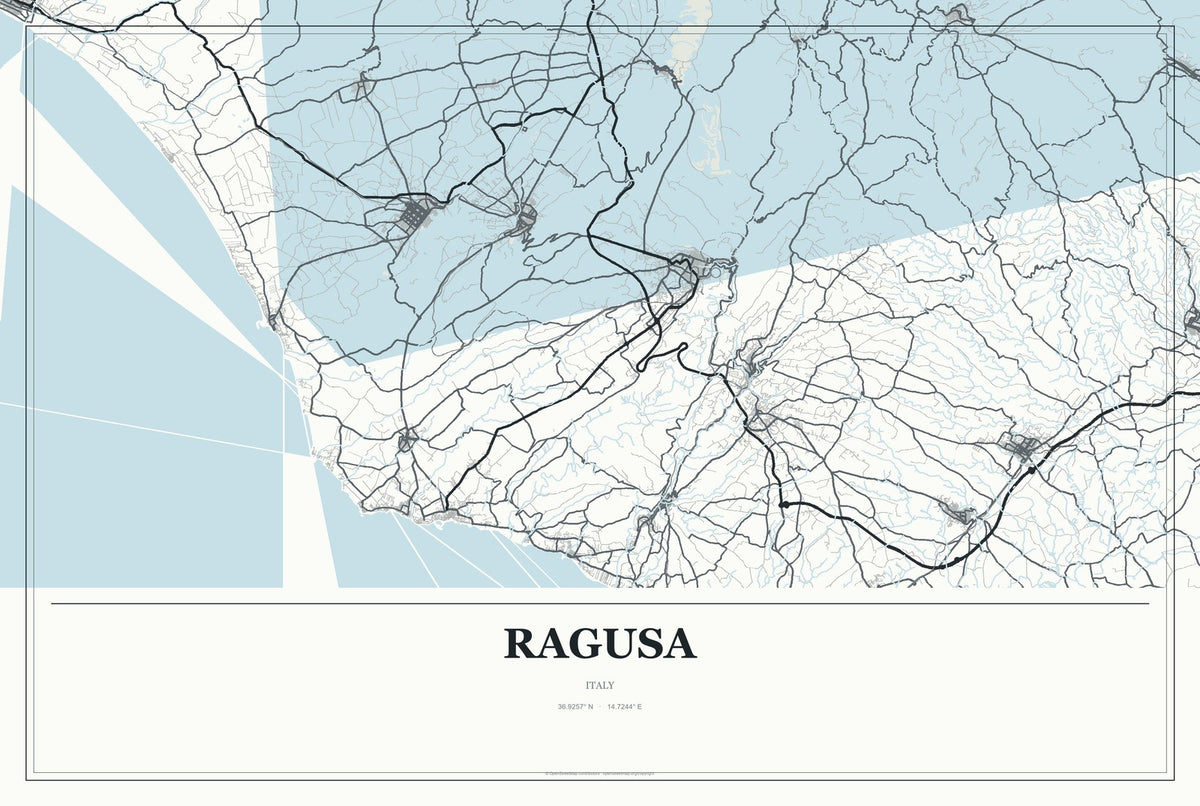 Ragusa, Italy City Map Aluminum Sign in Gallery Air style
