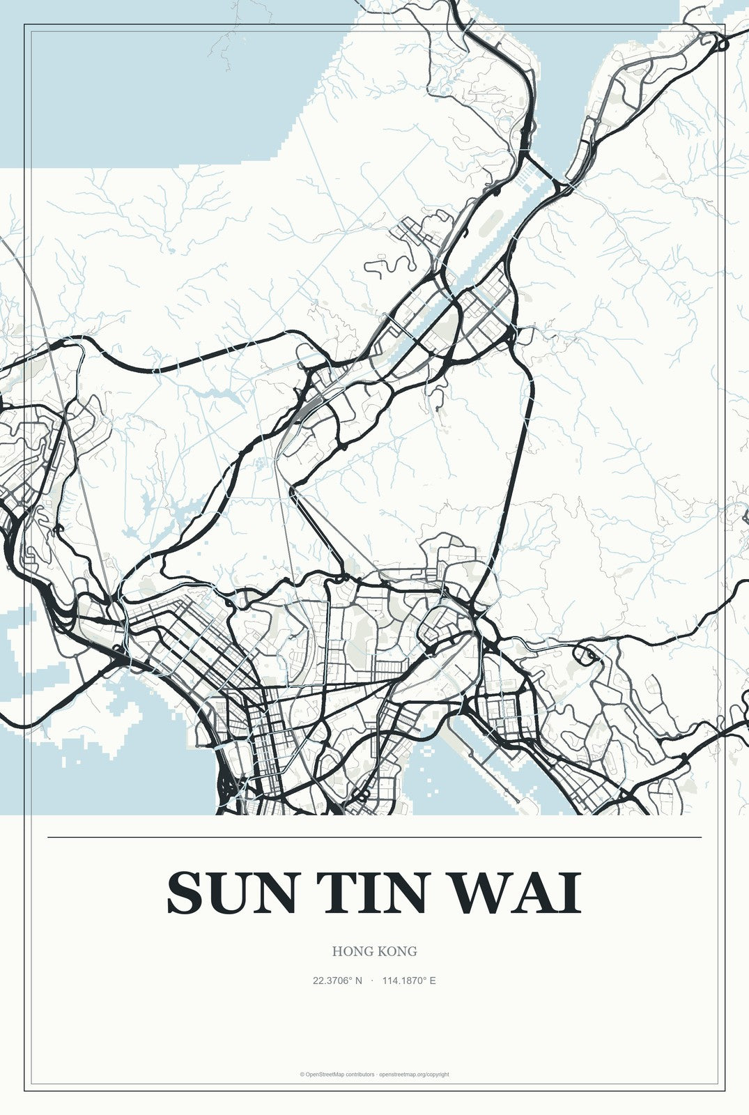 Sun Tin Wai, Hong Kong City Map Aluminum Sign in Gallery Air style