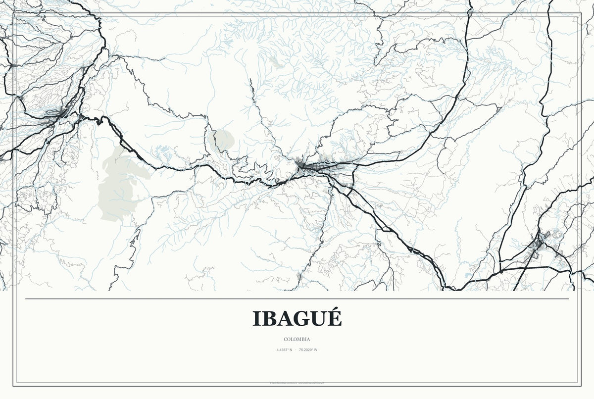 Ibagué, Colombia City Map Aluminum Sign in Gallery Air style