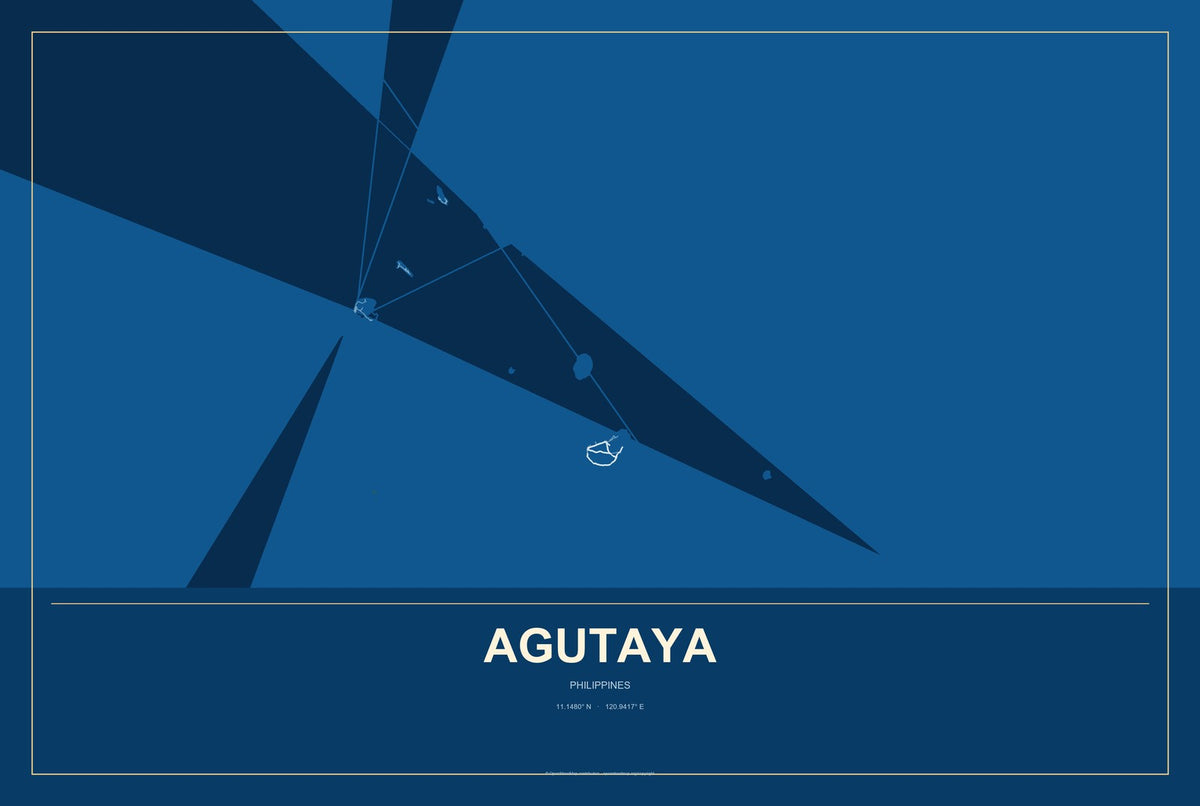 Agutaya, Philippines City Map Aluminum Sign in Harbor Cobalt style