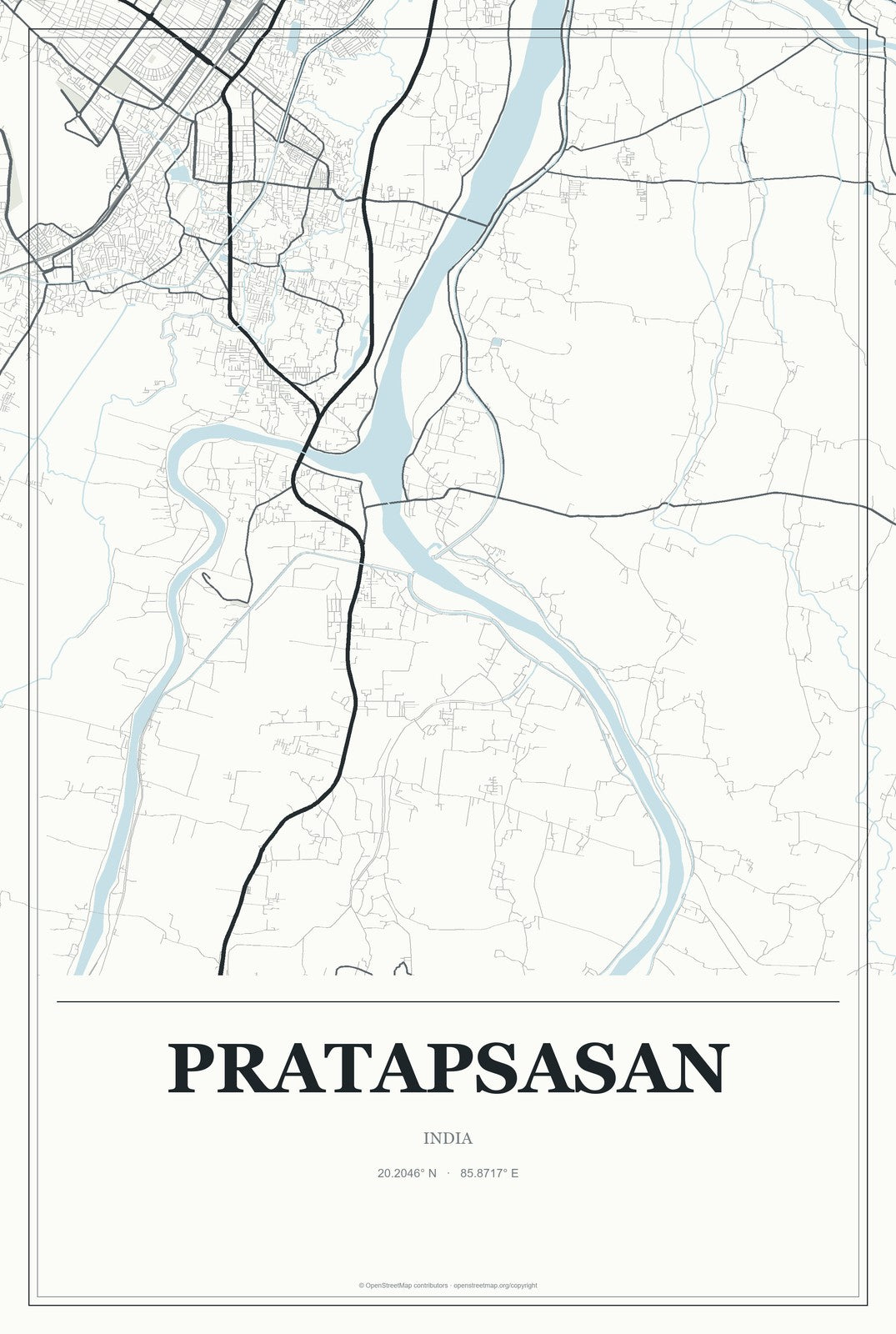 Pratapsasan, India City Map Aluminum Sign in Gallery Air style