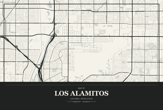 Los Alamitos, California City Map Aluminum Sign in Museum Plaque style