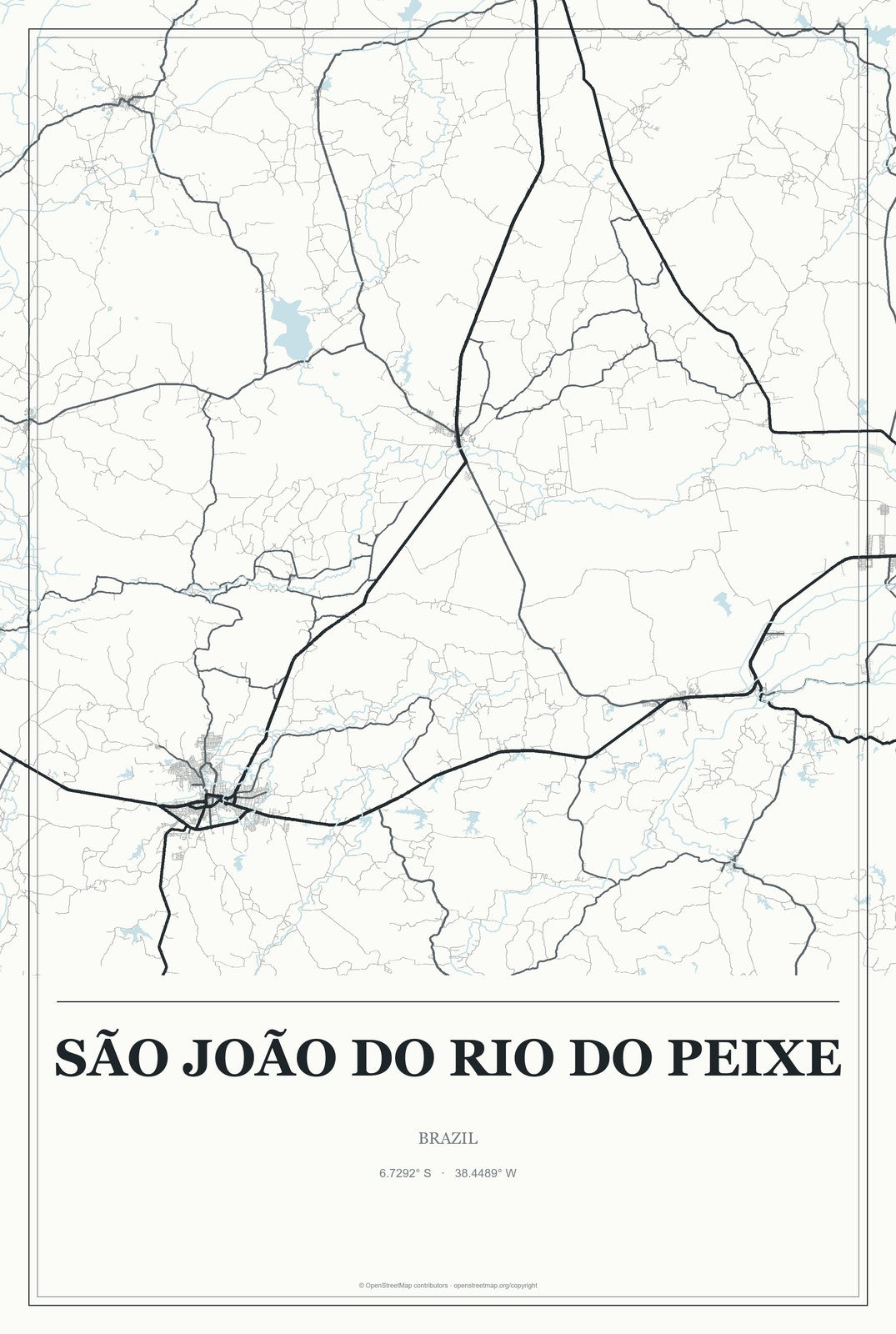 São João do Rio do Peixe, Brazil City Map Aluminum Sign in Gallery Air style