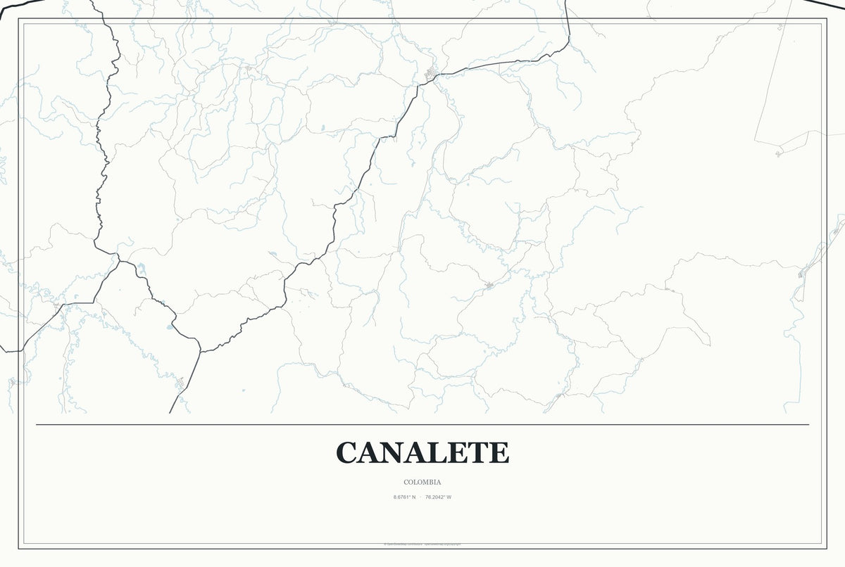 Canalete, Colombia City Map Aluminum Sign in Gallery Air style