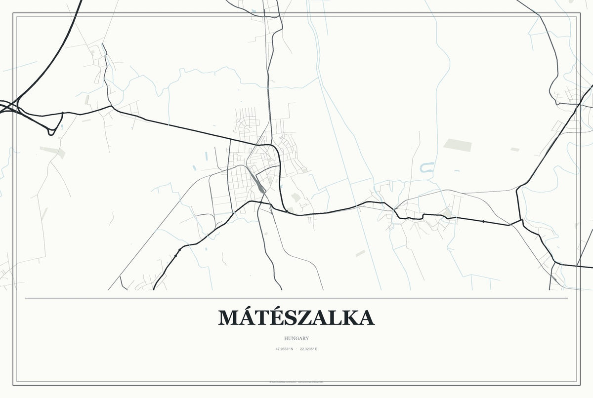 Mátészalka, Hungary City Map Aluminum Sign in Gallery Air style