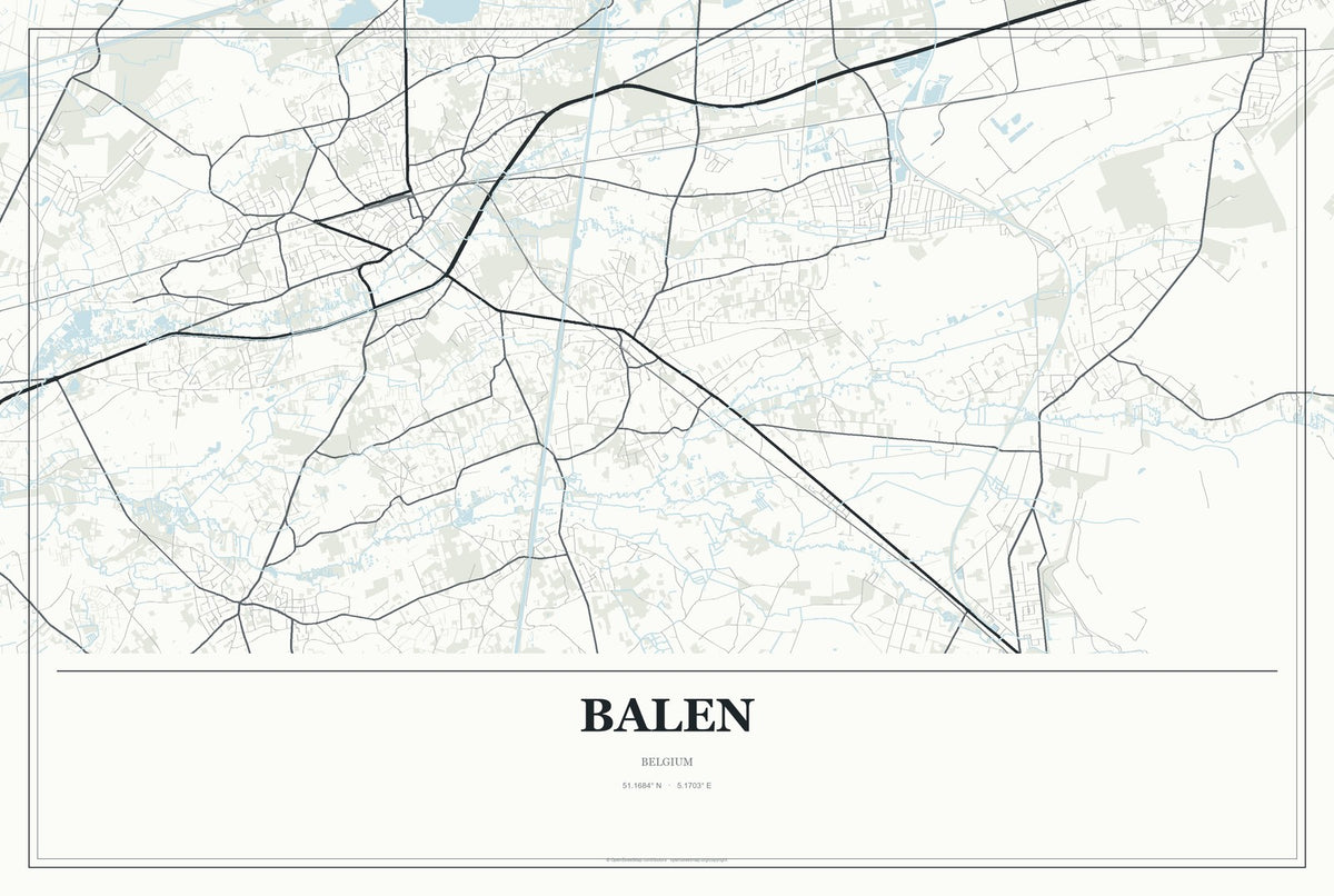 Balen, Belgium City Map Aluminum Sign in Gallery Air style
