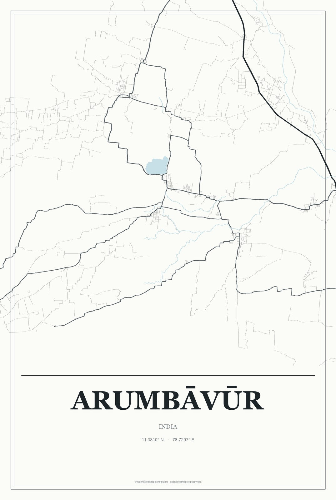 Arumbāvūr, India City Map Aluminum Sign in Gallery Air style