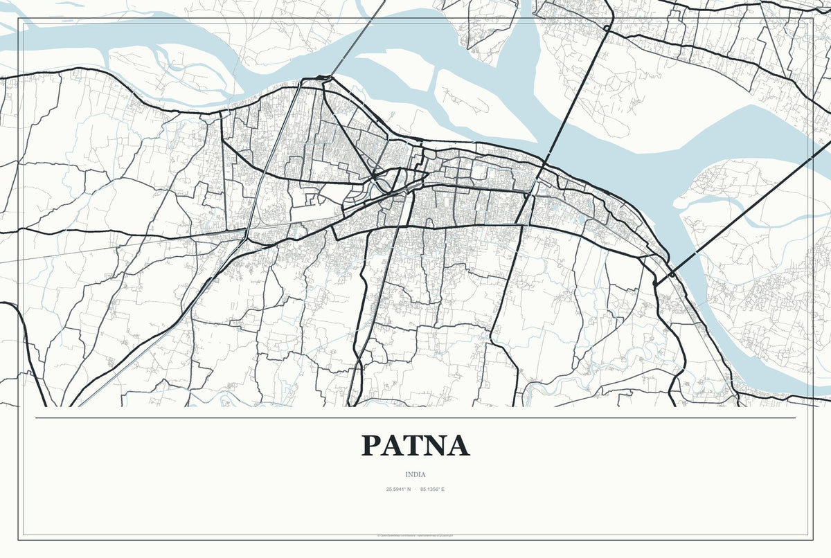 Patna, India City Map Aluminum Sign in Gallery Air style