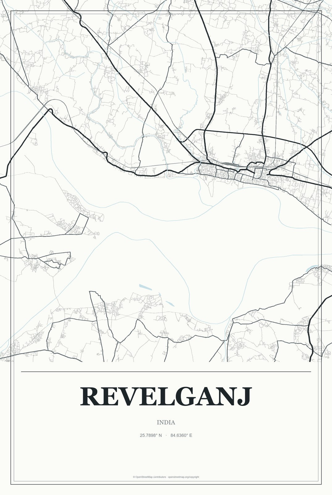 Revelganj, India City Map Aluminum Sign in Gallery Air style