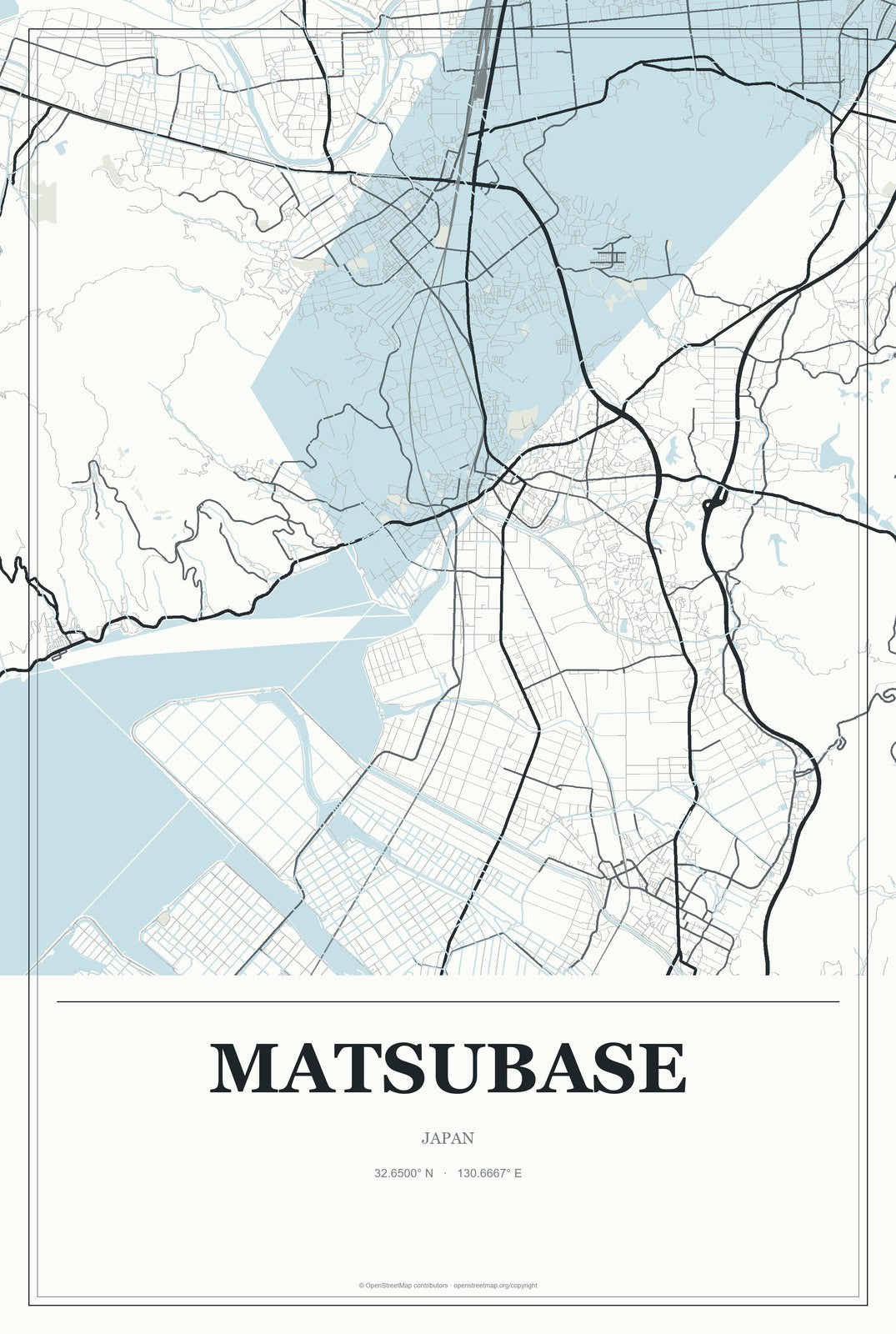 Matsubase, Japan City Map Aluminum Sign in Gallery Air style