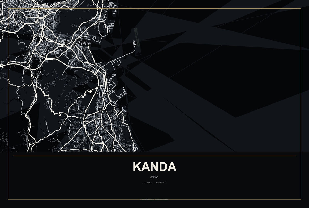 Kanda, Japan City Map Aluminum Sign in Metropolitan Noir style