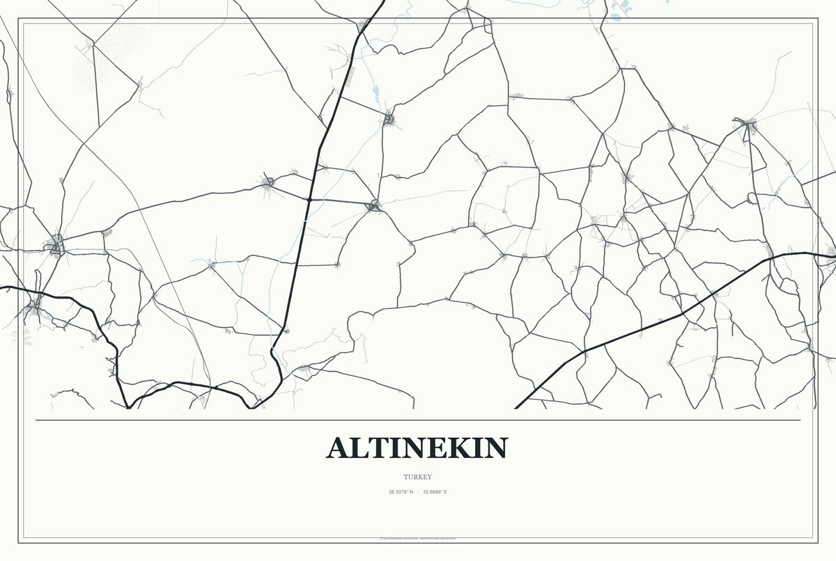 Altınekin, Turkey City Map Aluminum Sign in Gallery Air style