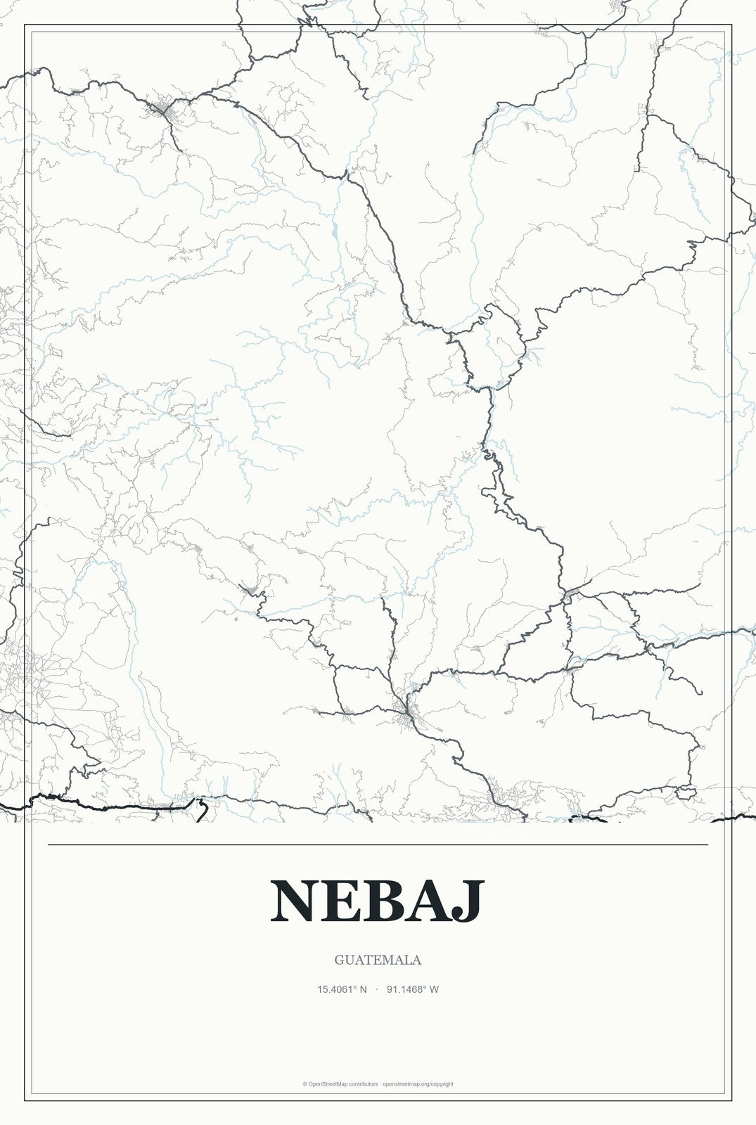 Nebaj, Guatemala City Map Aluminum Sign in Gallery Air style