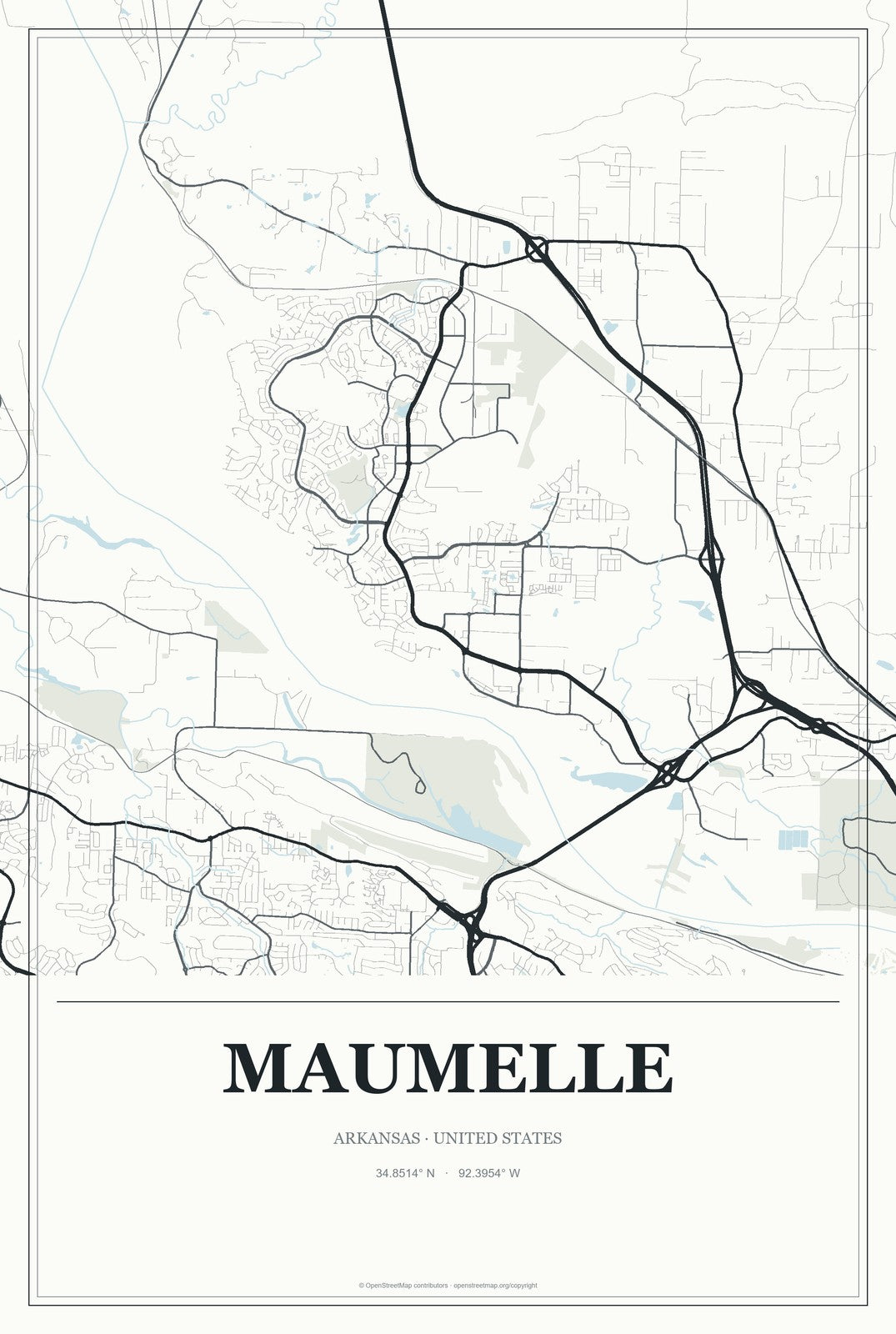 Maumelle, Arkansas City Map Aluminum Sign in Gallery Air style