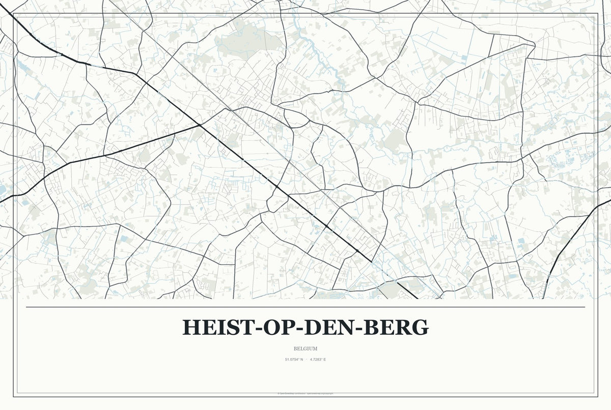 Heist-op-den-Berg, Belgium City Map Aluminum Sign in Gallery Air style