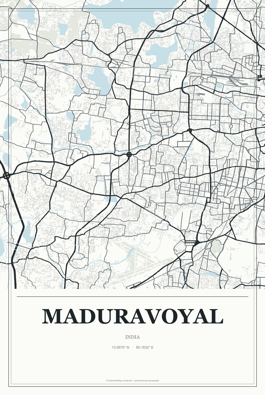 Maduravoyal, India City Map Aluminum Sign in Gallery Air style