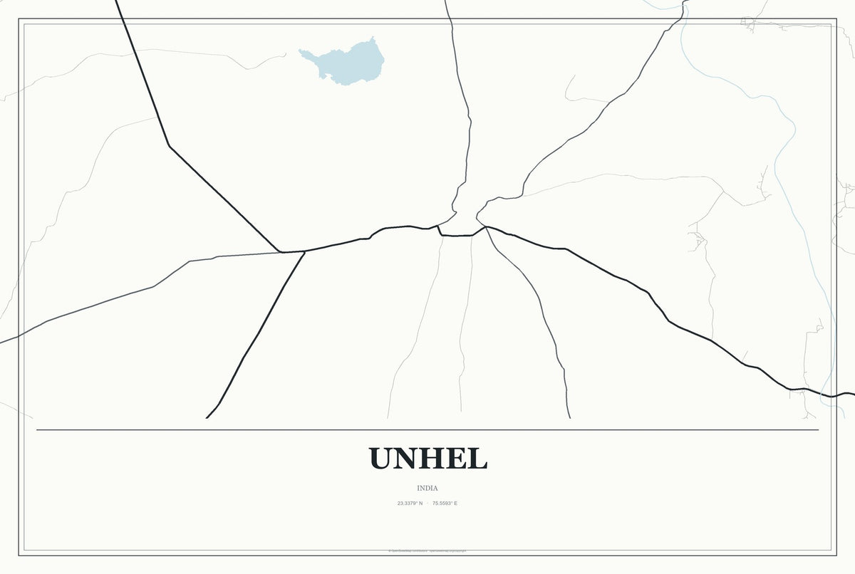 Unhel, India City Map Aluminum Sign in Gallery Air style