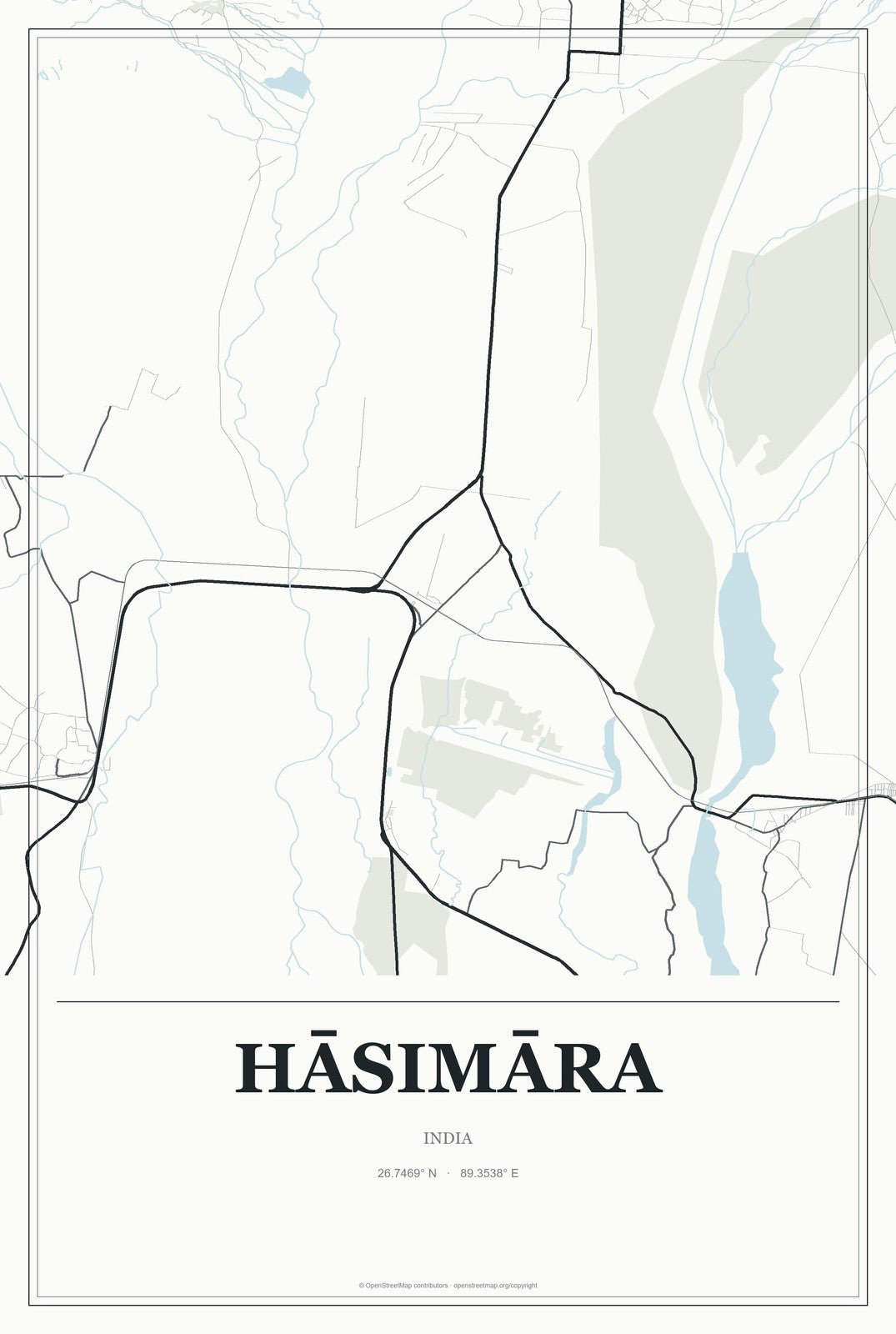 Hāsimāra, India City Map Aluminum Sign in Gallery Air style