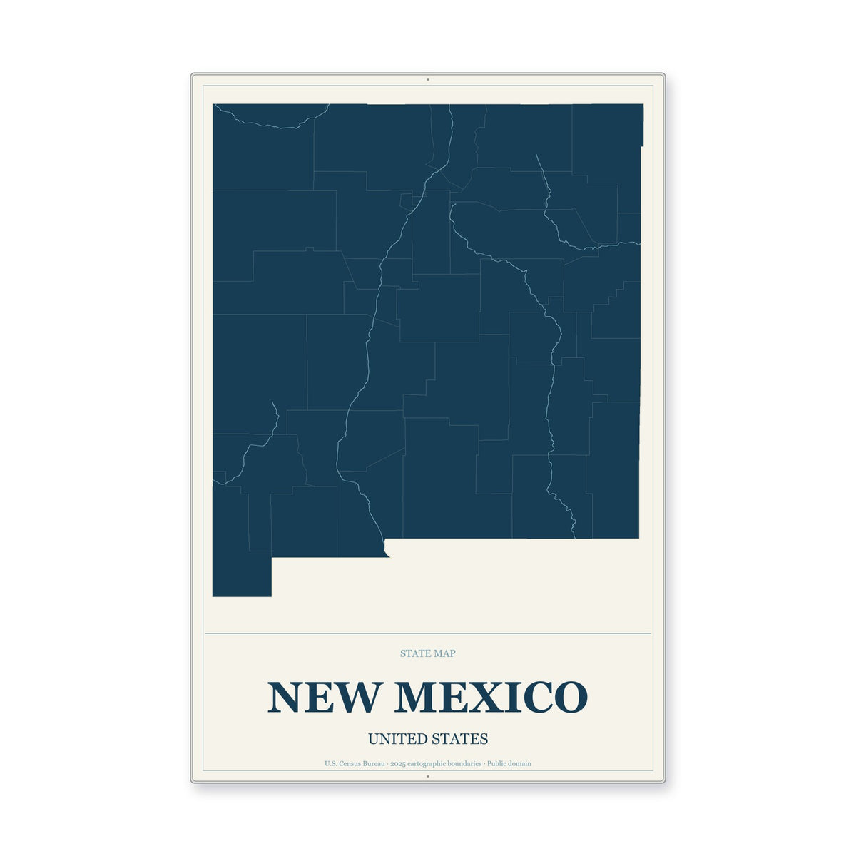 New Mexico state map aluminum sign in Coastal Cutout style