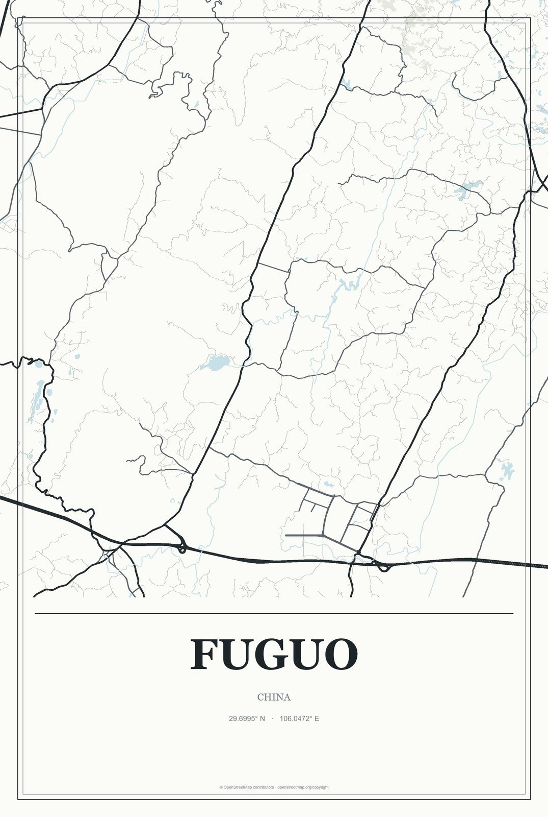 Fuguo, China City Map Aluminum Sign in Gallery Air style