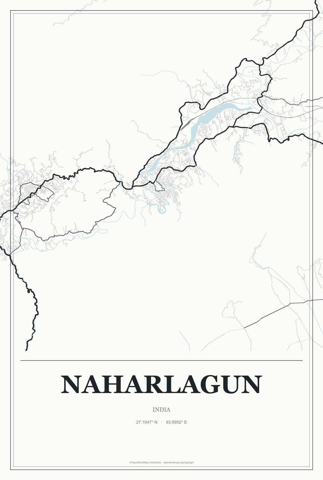Naharlagun, India City Map Aluminum Sign in Gallery Air style