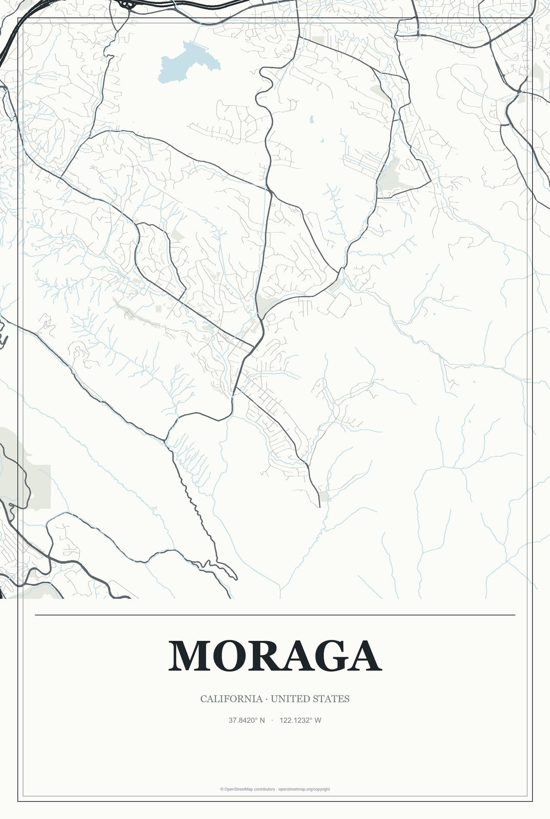 Moraga, California City Map Aluminum Sign in Gallery Air style