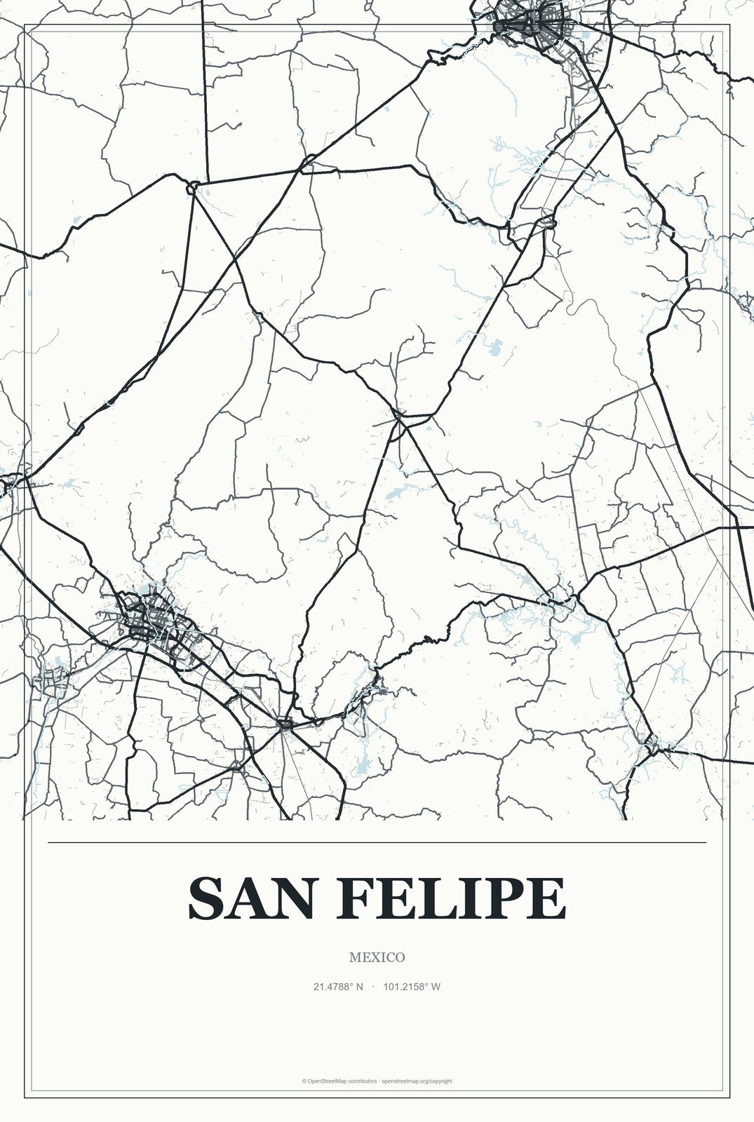 San Felipe, Baja California, Mexico City Map Aluminum Sign in Gallery Air style