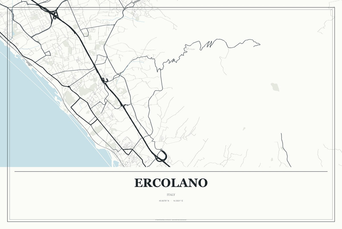 Ercolano, Italy City Map Aluminum Sign in Gallery Air style
