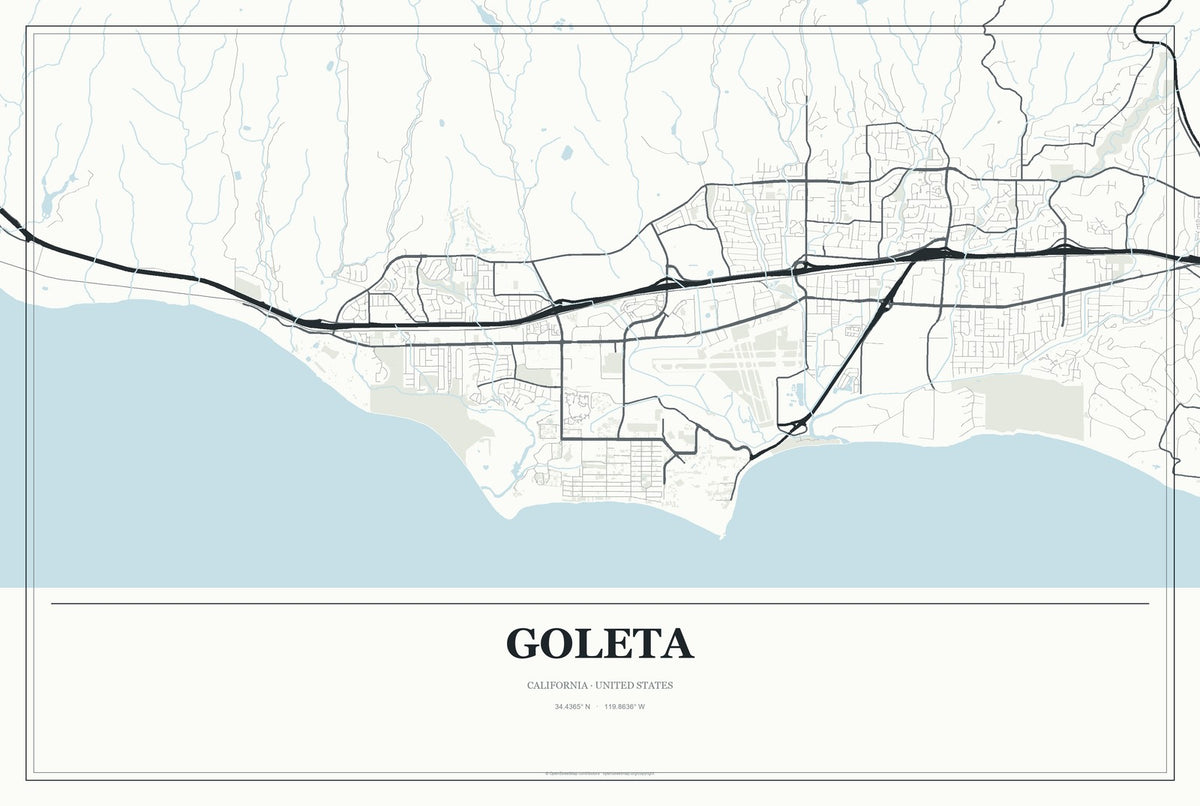Goleta, California City Map Aluminum Sign in Gallery Air style