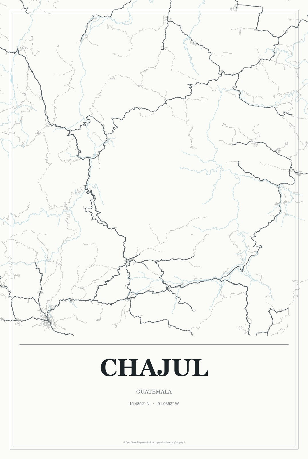 Chajul, Guatemala City Map Aluminum Sign in Gallery Air style