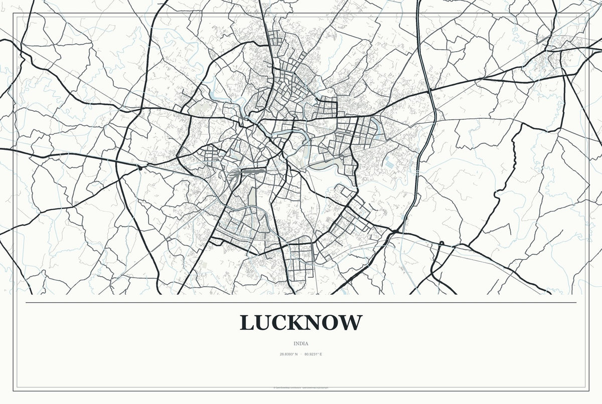 Lucknow, India City Map Aluminum Sign in Gallery Air style